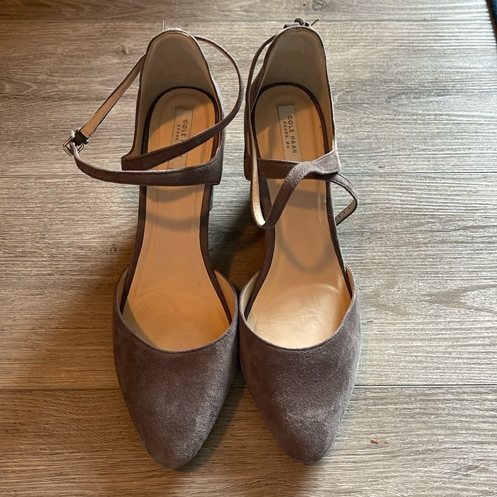 Cole Haan Grand Zero suede Lacey ankle wedge
